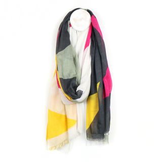 Grey, Pink & Yellow Mix Giant Star Print Scarf by Peace of Mind